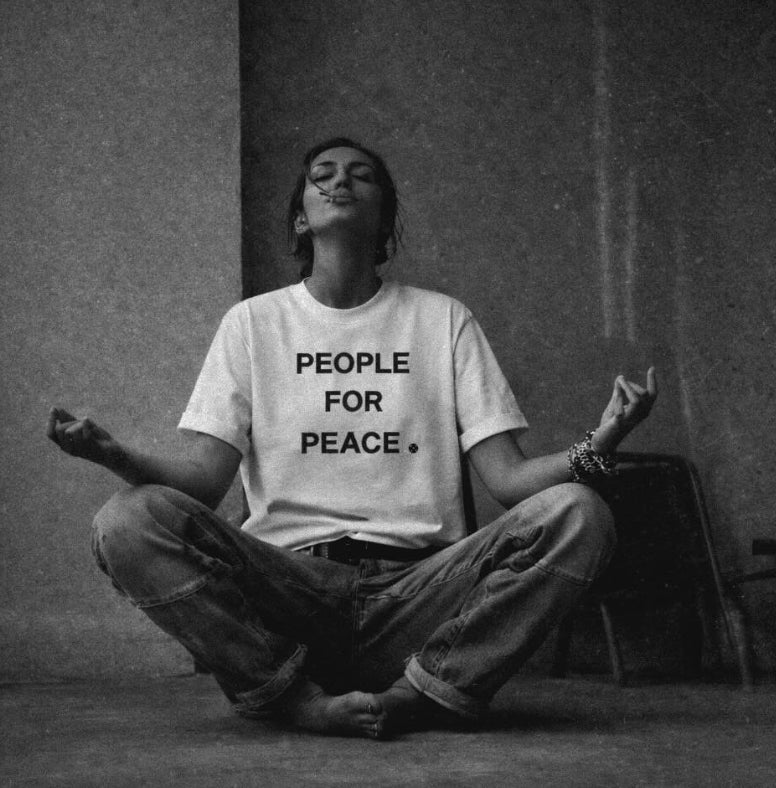 Limited Edition Impressed OVERSIZE TEE  - IMPM012 WHITE 'PEOPLE FOR PEACE'